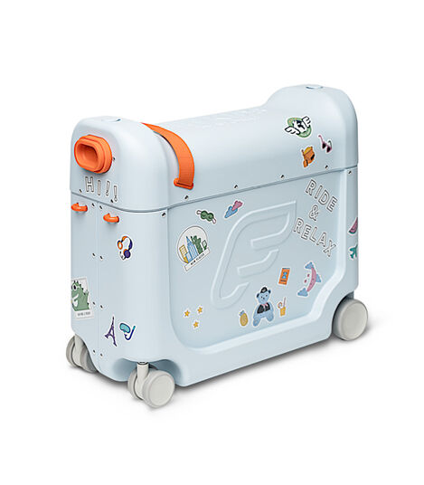 JetKids™ by Stokke® BedBox V3 in Blue Sky. Decorated with Stickers. view 8