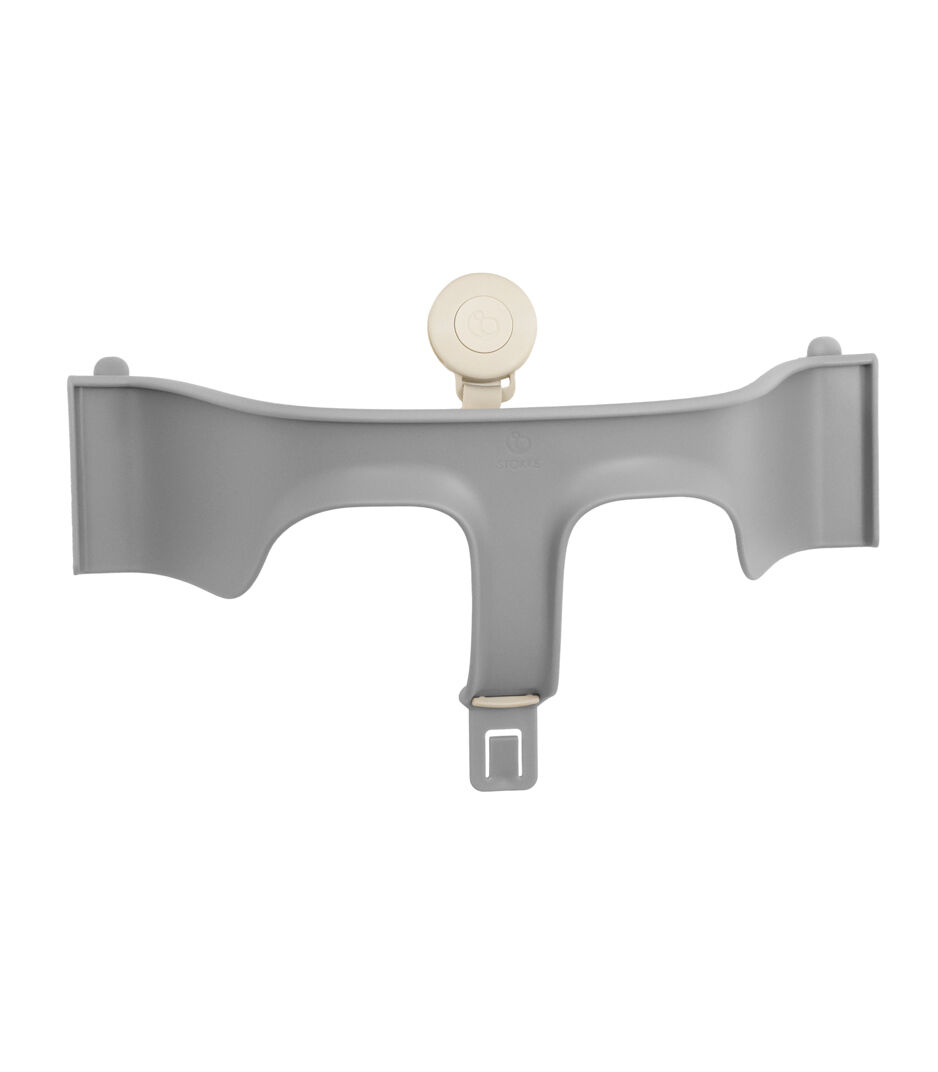Tripp Trapp® Baby Set2 front rail, Storm Grey. US variant with Stokke Harness, Beige.