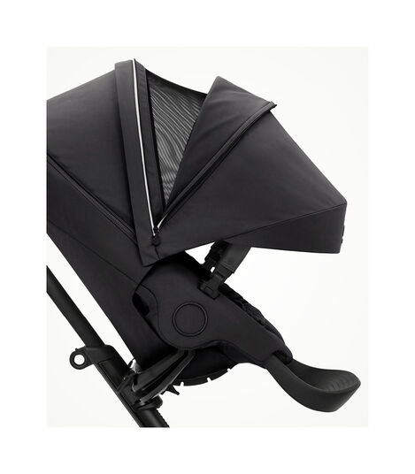 Stokke® Xplory® X Rich Black Stroller with Seat. Forward Facing. Extended Canopy Open Ventilation. view 4