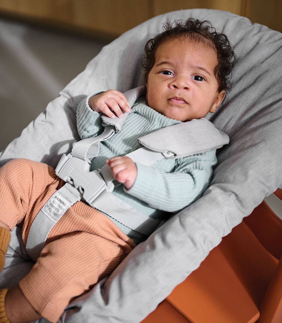 Tripp Trapp® Chair Terracotta. Newborn Set, Grey. Top View, detail.