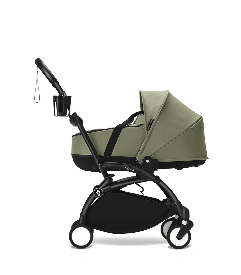 Stokke® YOYO3® Newborn Shell. Black Frame. Olive. Cup holder. galery image 6
