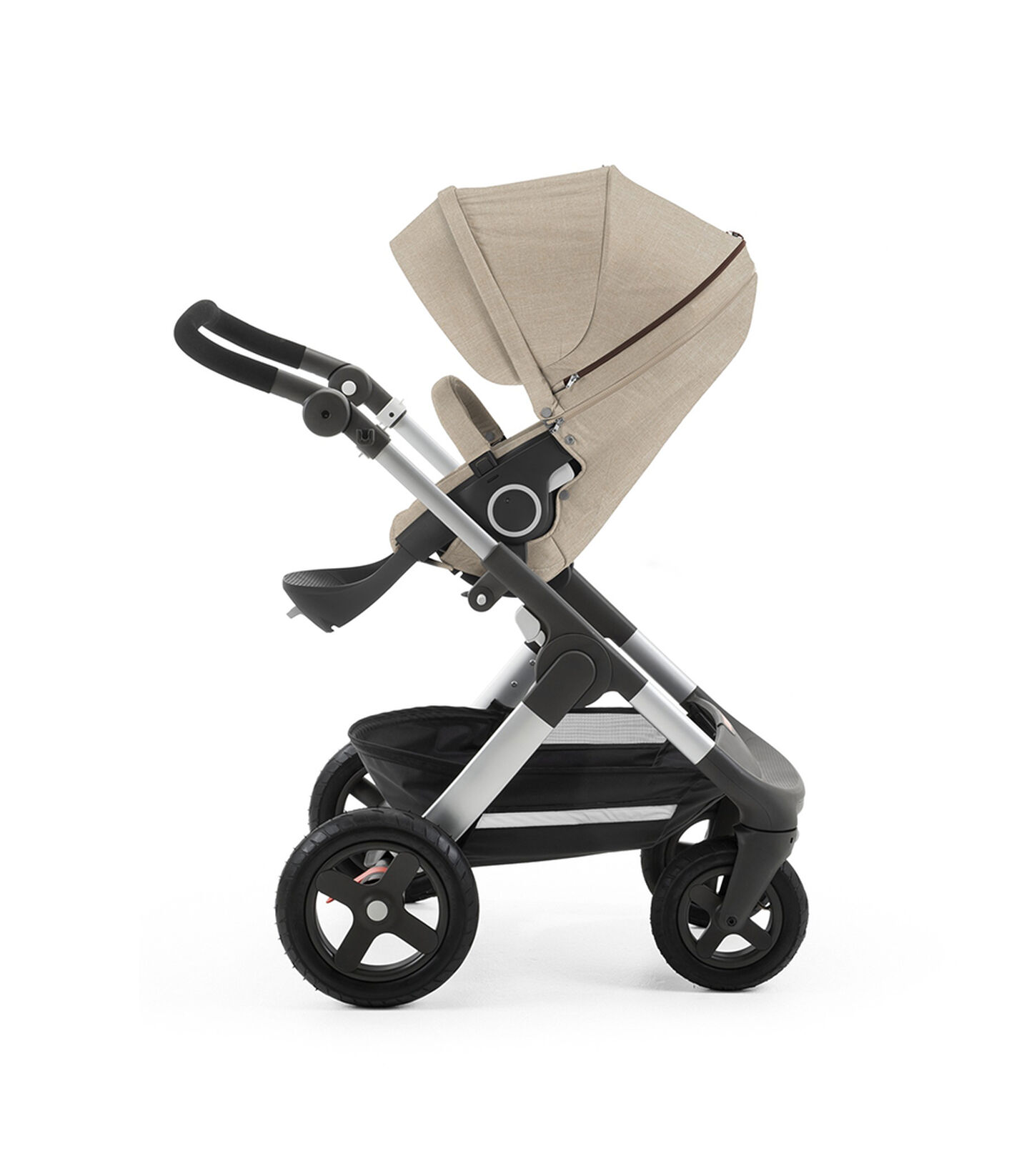 Chassis with Stokke® Stroller Seat, Beige Melange. view 1