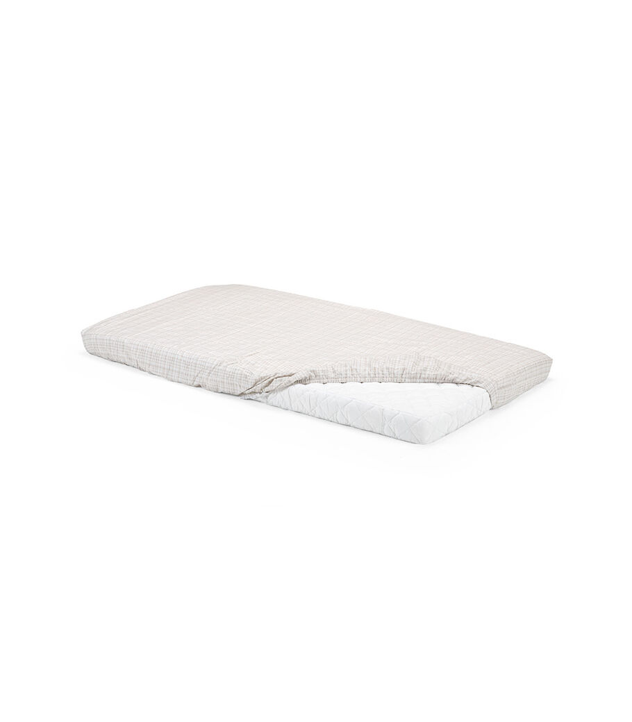 Stokke® Home™ Mattress. Fitted Sheet Beige Checks, Sold separately. view 3