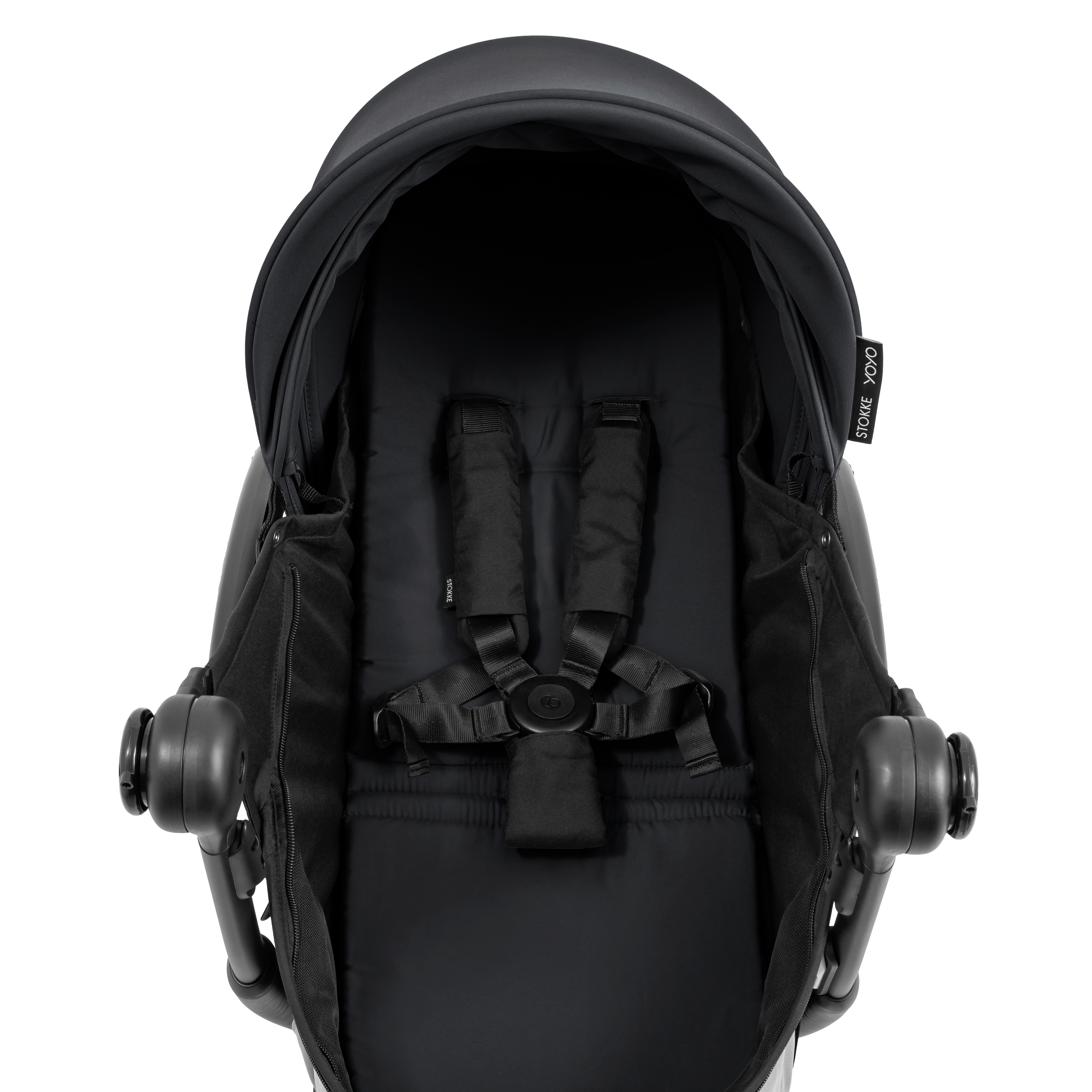 YOYO5 Newborn Pack, Black. Harness detail. Top view. galery image 3