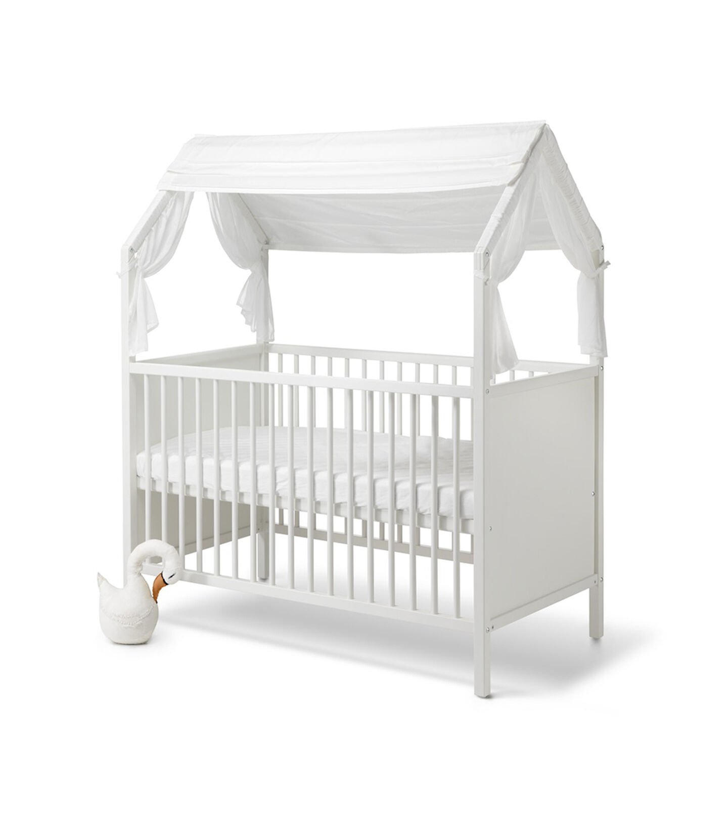 Stokke® Home™ Bed with Stokke® Home™ Bed Roof textile, White. SP Stokke® Home™ Bed with Stokke® Home™ Bed Roof textile, White.