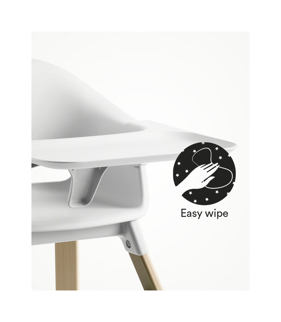 Stokke® Clikk™ High Chair with Tray, in Natural and White. Easy Wipe.