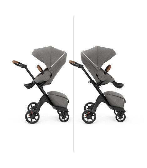 Stokke® Xplory X with seat, Modern Grey. Parent and forward facing. view 5