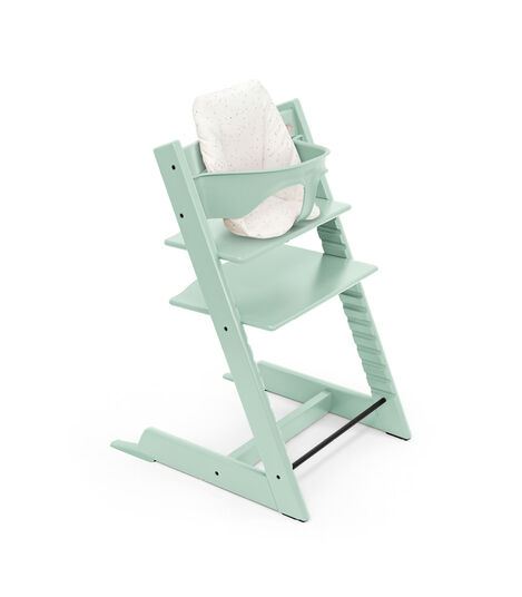 Tripp Trapp® chair Soft Mint, Beech Wood, with Baby Set and Baby Cushion Sweet Hearts. view 8