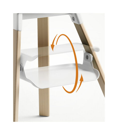 Stokke® Clikk™ High Chair Natural and White. Detail, footrest rotation. view 4