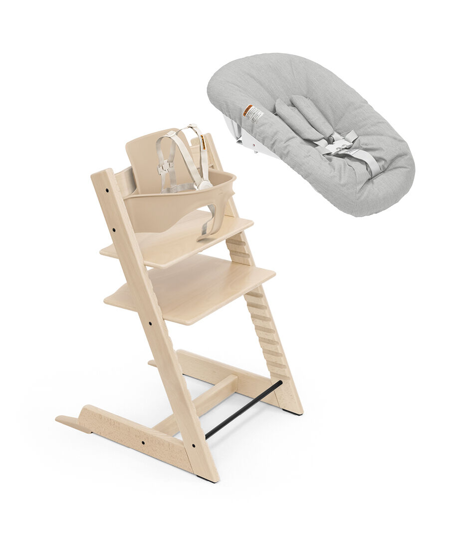 Tripp Trapp® High Chair Natural. Bundle, with Newborn Set White/Grey