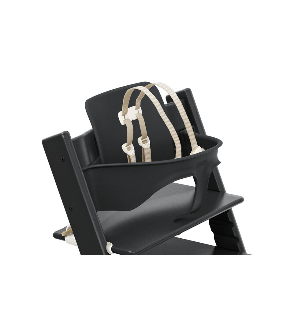 Tripp Trapp® High Chair Black, with Baby Set and Harness. Global version.