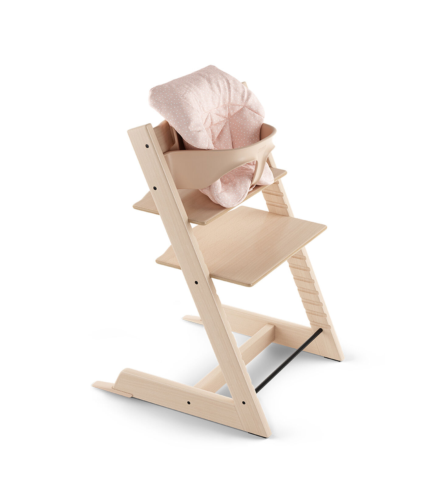Tripp Trapp&reg; Natural with Baby Set and Baby Cushion Pink Bee.