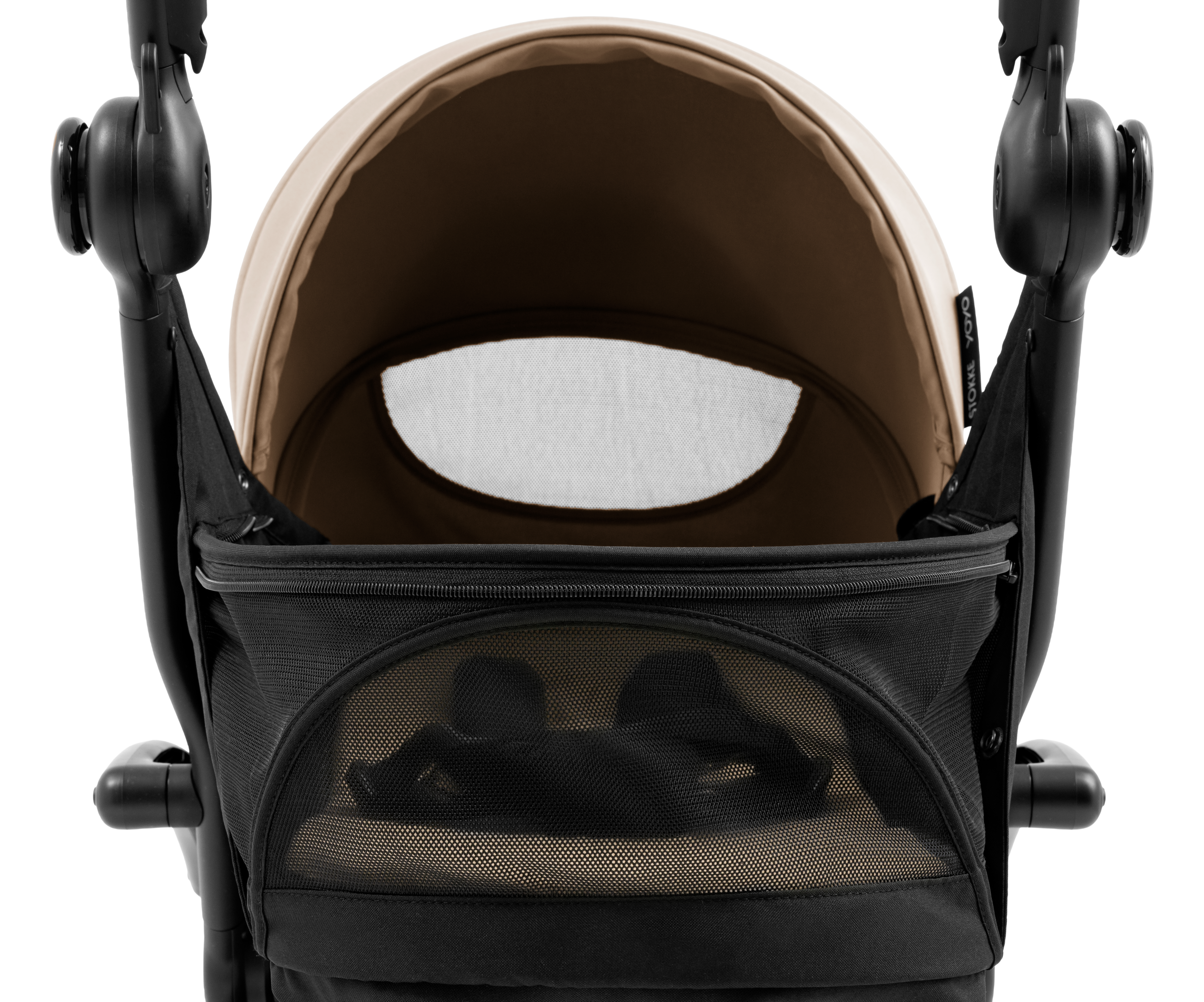 YOYO5 Newborn Pack, Taupe. Front view. Close-up Footcover Mesh. galery image 3
