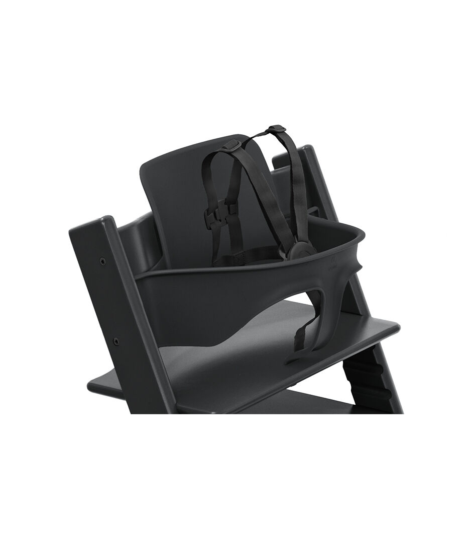 Tripp Trapp® chair Black with Baby Set2 and Stokke® Harness2. Close-up. galery image 3
