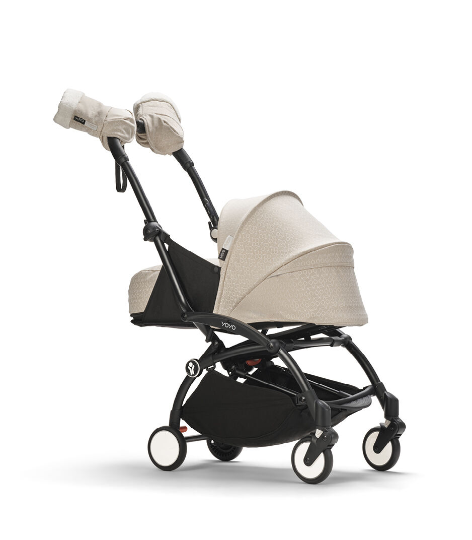 Stokke® YOYO3® 0+ Black Frame. Extended Canopy. Bonpoint. Mittens. Angle view. galery image 6