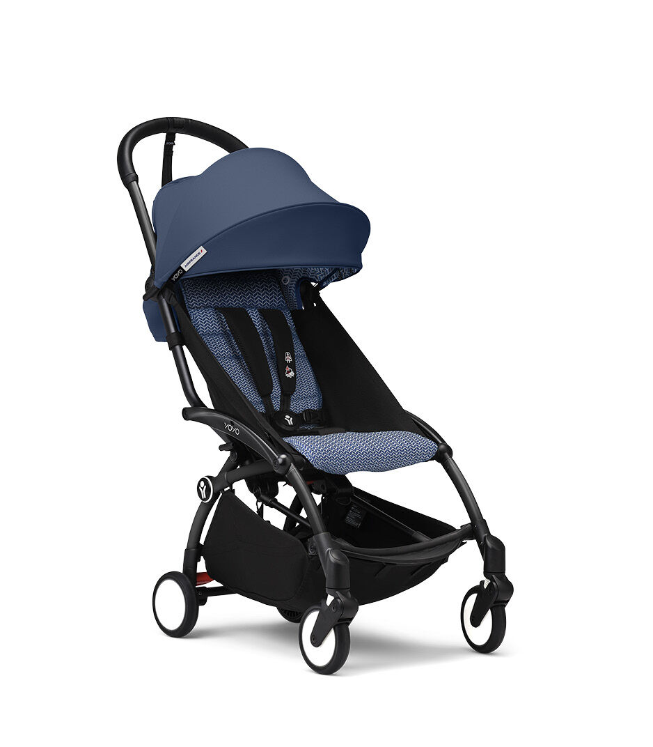 Stokke® YOYO³ stroller from 6 months - Air France Blue on Black, Air France Blue with Black Frame, mainview