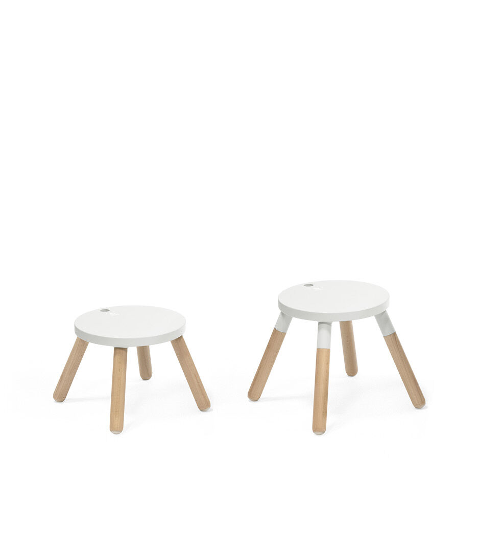 Stokke® MuTable™ Chair White with/whitout Leg Extension. Whithout back support.