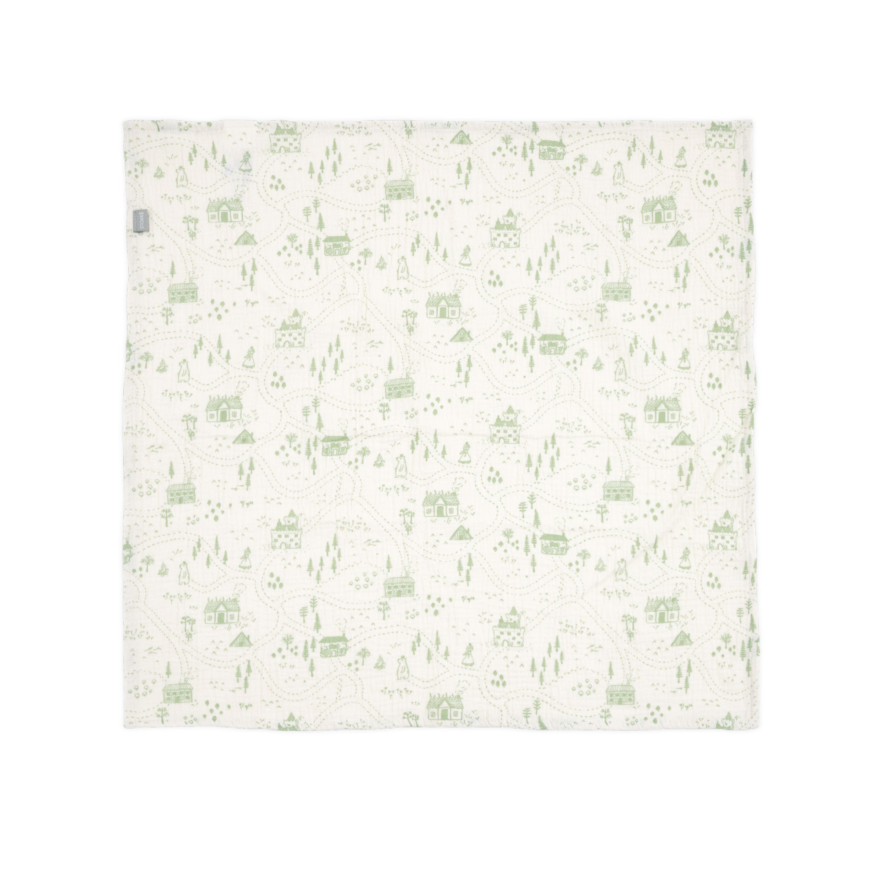 Stokke® Musselinklut 60x60 2 stk. Sage Green Map, Sage Green Map, mainview