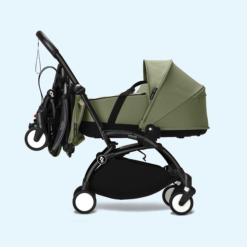 Folded YOYO double stroller in color olive.
