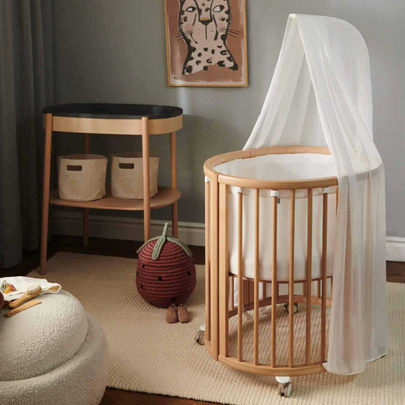 Scandinavian Style Children`s Room Interior. a Cozy Oval Baby Bed Cradle  Stock Image - Image of decoration, frame: 160462721