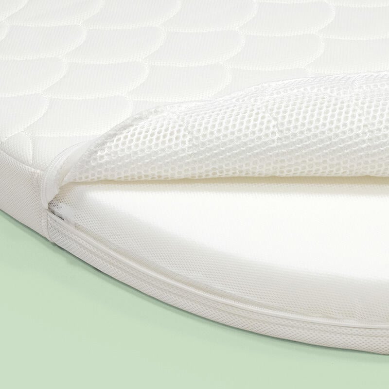 White sleepi mini mattress closeup.