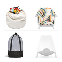 Mutable accessories, YOYO bag in color grey, flexi bath newborn support, clikk cushion.