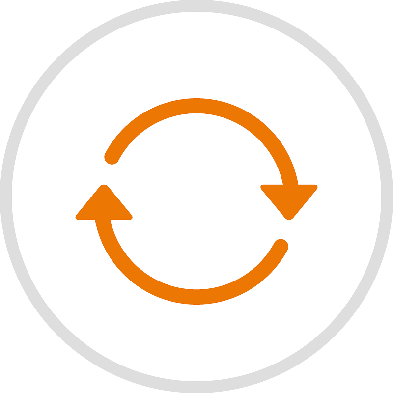 Image of two arrows making a circle symbolizing Stokke's FAQ.