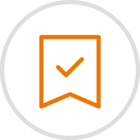 Icon of a checkmark representing a link of how to register your stokke product.