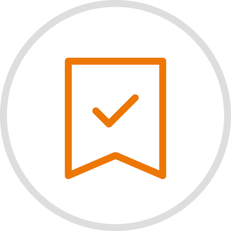 Icon of a checkmark representing a link of how to register your stokke product.
