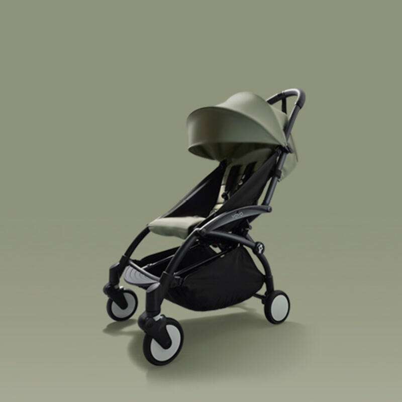 A YOYO stroller for children 6 months and above in color olive.