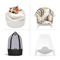 Mutable accessories, YOYO bag in color grey, flexi bath newborn support, clikk cushion.