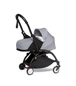 YOYO stroller with black frame and stone newborn pack.
