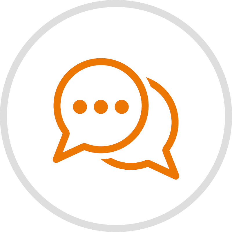 Icon of a speech bubble indicating Stokke's customer service team and product reclamations.