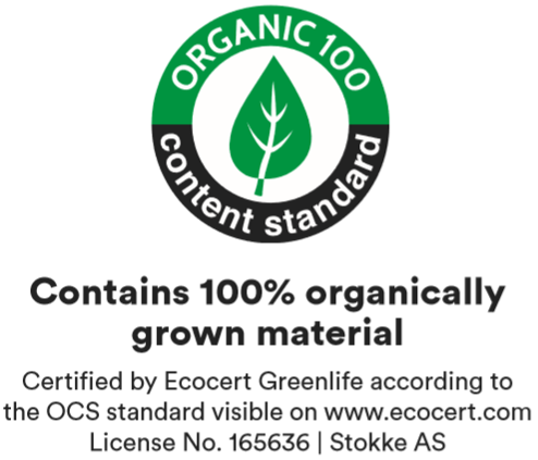 Certified organic cotton (OCS 100 certified)