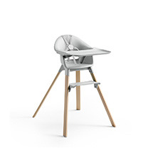Clikk high chair with harness in color grey natural.
