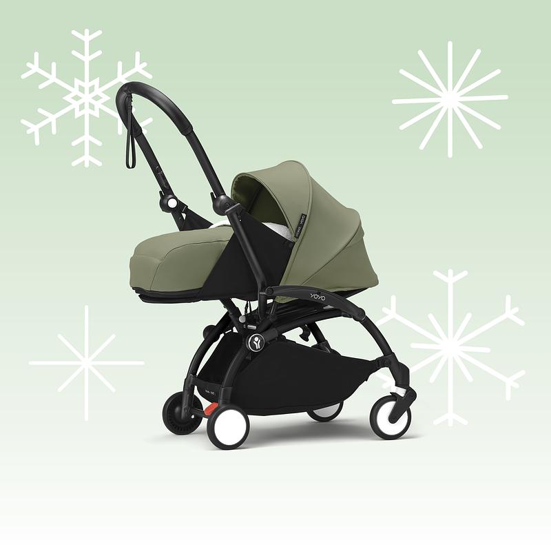 YOYO newborn stroller with holiday background.