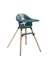 Clikk high chair in fjord blue and natural.