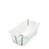 Flexi bath tub in color green transparent with newborn support.