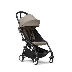 YOYO stroller with black frame and stone newborn pack.