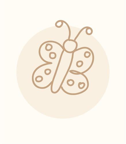 Cartoon of a butterfly symbolizing exploration.