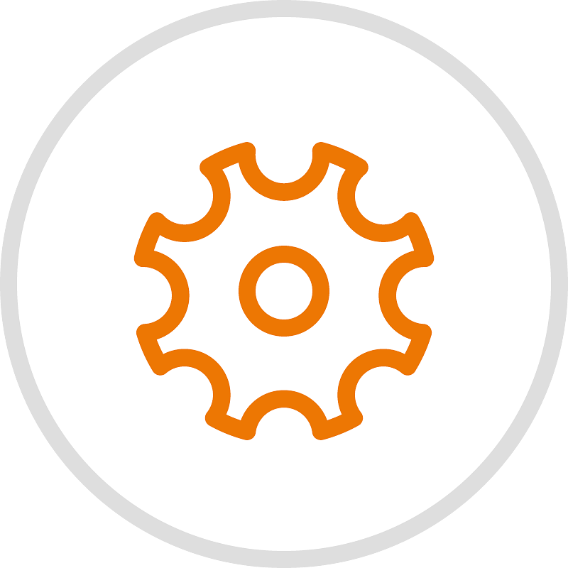 Cartoon gear icon representing Stokke's assortment of spare parts.
