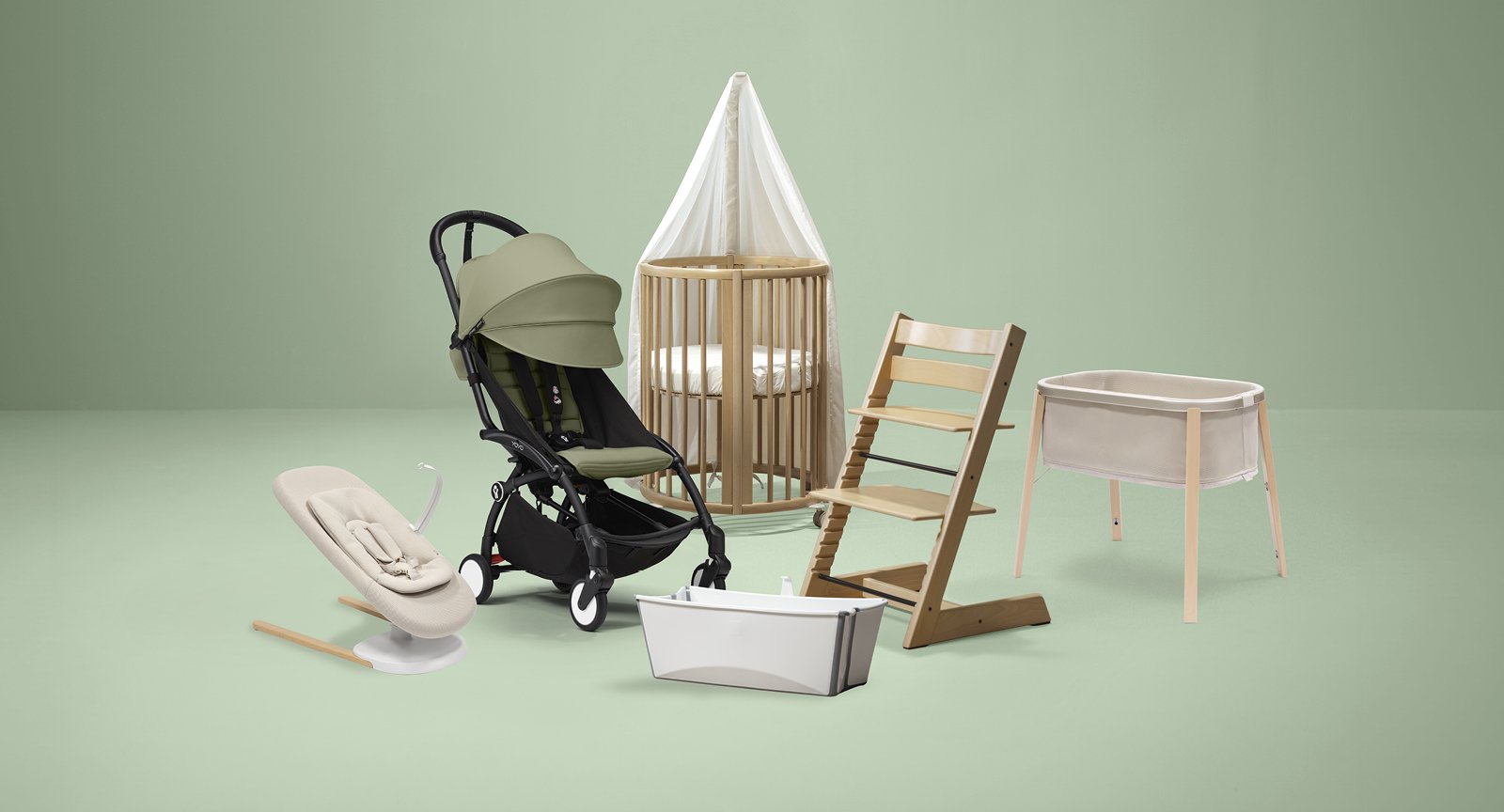 Mulitple products shown next to each other on green background