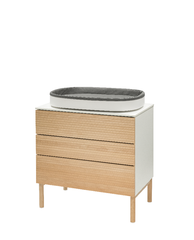 Sleepi dresser in color natural with baby changer on top.