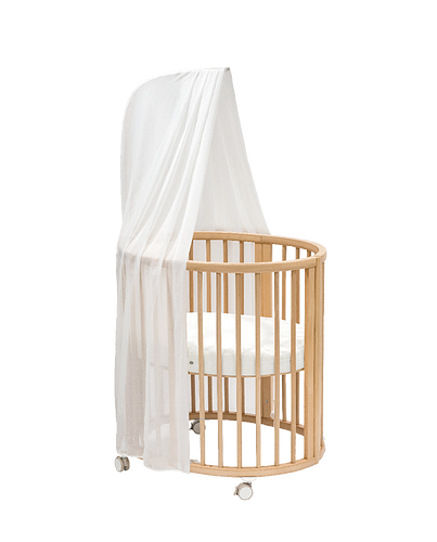 Sleepi mini in color natural with mattress and canopy.