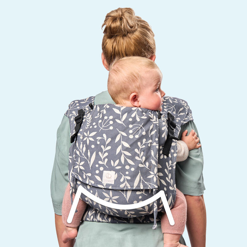 Stokke® Limas™ Carrier Plus Back Carrying: Spread squat position