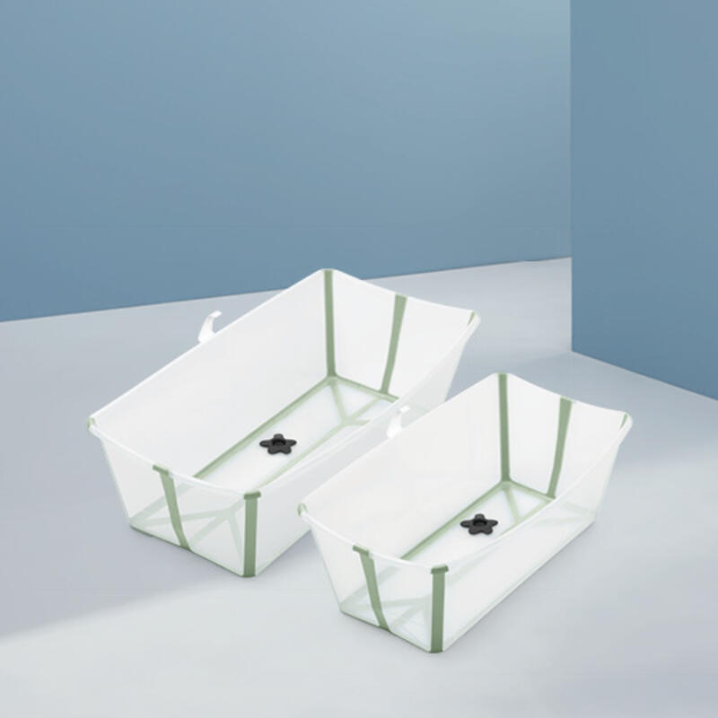 Stokke flexi bath and flexi bath XL in color transparent green. Create a baby registry with us today!