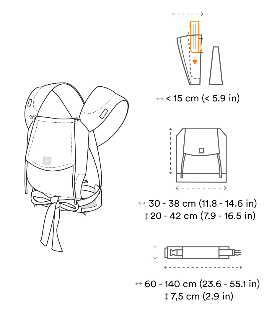 Portabebés Stokke® Limas™ Verde Glaciar OCS, , Dimensions