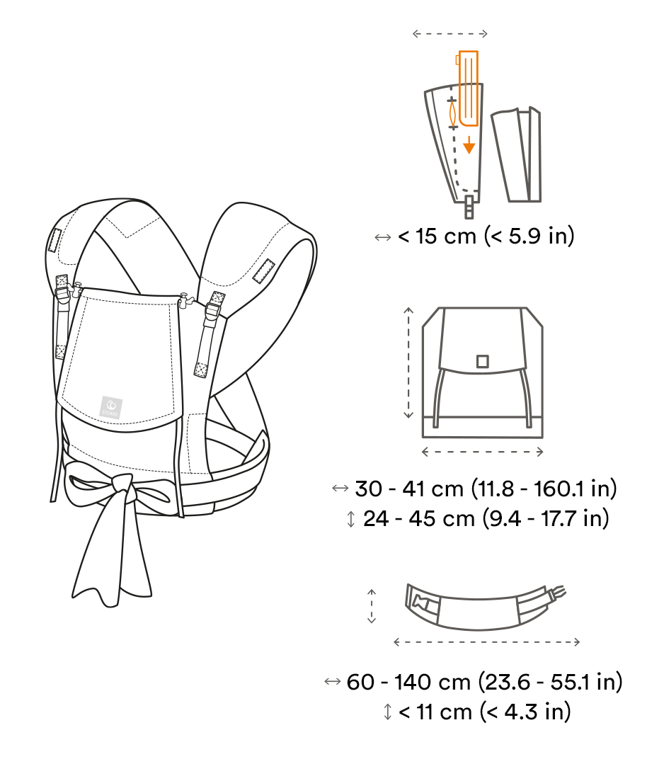 Portabebés Stokke® Limas™ Plus Beige Valeriana OCS, , Dimensions